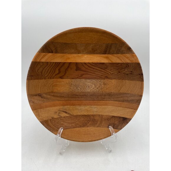 Vintage Artisan Wood Serving Platter Elegant Handcrafted Decorative Display Bowl - Picture 3 of 4